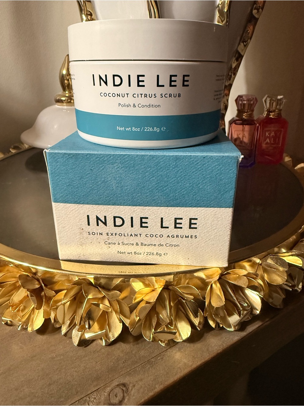 Indie Lee Coconut Citrus Scrub — Blue & White